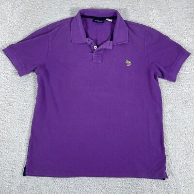 Paul Smith Polo Shirt Mens Large Purple Zebra Logo Short Sleeve Casual Pique Foto 1 de 4