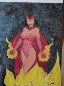Scarlet Witch female figure oil painting print artist Jerome Cadd Marvel Comics - Picture 1 of 5