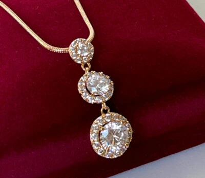 Deluxe Halskette 3tlg. Anhänger Zirkonia 750er Rolled Gold 18K vergoldet Collier - Bild 1 von 4