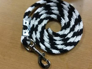 Cuerda de plomo de nailon poli caballo pony cabra perro oveja EE. UU. negra/blanca lata de caramelo - Imagen 1 de 2
