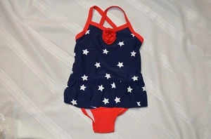 Gymboree Swimsuit Star Red White Blue Skirted 1 Pc NWT Choice 18-24 mo 2T 3T - Picture 1 of 2