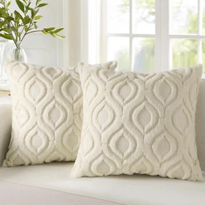 Decorative Throw Pillow Covers 18X18, Soft Plush Faux Wool Couch Spring Pillow C - Picture 1 of 12