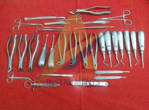 32 Pcs ORAL DENTAL EXTRACTION SURGERY EXTRACTING ELEVATORS FORCEPS INSTRUMENTS - Picture 1 of 2