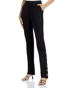 $395 DEREK LAM 10 CROSBY Tesse Snap-leg Flared Straight Pants 0 Black Cotton - Picture 1 of 9