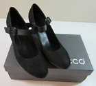 ECCO Black Mary Jane Pumps Shape 55 Plateau Suede Leather Size 40
