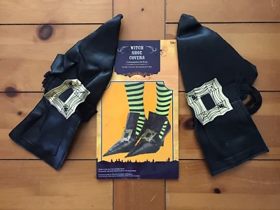 Capas de sapatos de bruxa com fivela de ouro acessório de fantasia de Halloween - Imagem 1 de 2