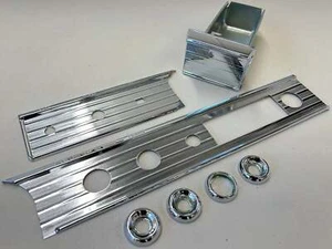 1963 CHEVROLET IMPALA DASH TRIM MOLDING FASCIA SET w ASH TRAY , BEZELS [CHROME] - Bild 1 von 6