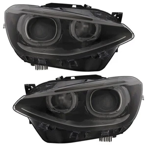 For BMW 1 Series F20 F21 2011-15 LED ANGEL EYES Halo Black Headlights - Picture 1 of 2