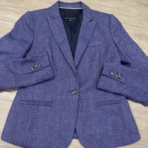 Banana Republic Women’s 2  Wool Blend Herringbone Purple Blazer Jacket - Picture 1 of 5
