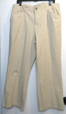 Pantalones Ciervo Blanco Mujer 18 Beige Rayas Frente Plano Mezcla Algodón Boho Hipster Foto 1 de 4
