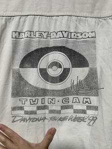 Camicia vintage anni 90 Harley Davidson con bottoni sbiadita invecchiata grunge alt l large - Foto 1 di 23