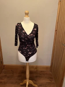 Jane Norman Vintage Rose Crossover Bodysuit Size 8 Floral Wrapover - Picture 1 of 13