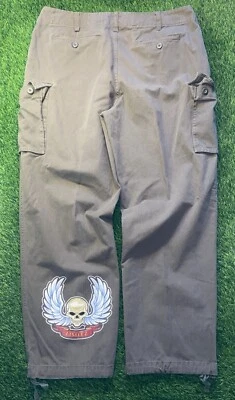 Винтажный без Boundareis брюки мужчин 40 x 32 зеленый грузовой Y2K мешковатые Cyber торговый центр панк череп - Изображение 1 из 4