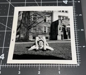 Vintage 1950s TRICK PHOTO Snapshot Woman LEGS Funny - Picture 1 of 3