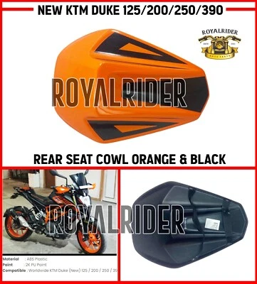 KTM NUEVO DUKE 125/200/250/390 FIBRA CARBONO ASIENTO TRASERO CAPUCHA" Naranja y Negro Foto 1 de 4