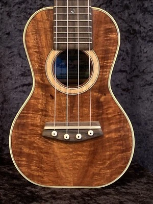 KANILEA 4 String Custom Soprano Curly Koa ukulele Collectible, Blue Label. - Image 1 of 4