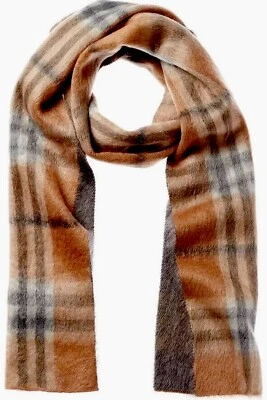 NUEVO CON ETIQUETAS $780 BURBERRY Bufanda Gigante Cuadros Doble Cara Mohair/Seda/Lana, Caramelo Polvoriento Foto 1 de 4