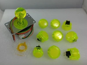 Joystick y botones transparentes Sanwa Japón y arranque y amarillo GT-Y conjunto de 9 piezas de arcade - Imagen 1 de 7