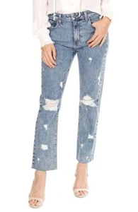 Paige NWT Noella Straight Leg Cropped Raw Hem Westlyn Destructed Jeans, 32 (12) - Picture 1 of 12