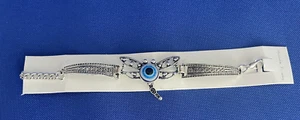 *GOOD LUCK BLUE EVIL EYE DRAGONFLY LUCKY CHARM BRACELET WITH EXTENDER - Picture 1 of 2