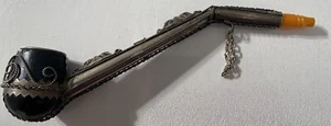 Smoking pipe - filigree, decorative, ornate metal and wood - vintage, retro - Picture 1 of 5