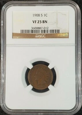 1908 S Indian Head Cent NGC VF25 BN 3600887-012 Exquisite Coin Rare - Image 1 of 4