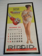 Vintage Original Framed RIDGID Tool Calendar Page December 1961 