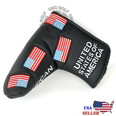 CNC GOLF USA FLAG Black Putter Cover Headcover For Scotty Cameron Taylormade Odyssey