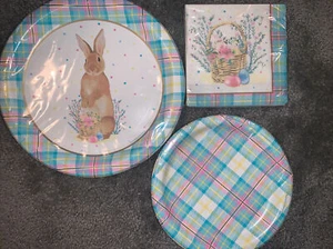 Storybook Easter Bunny 9 Inch Paper Plates Easter Plates & Napkins Matching Set - Picture 1 of 8