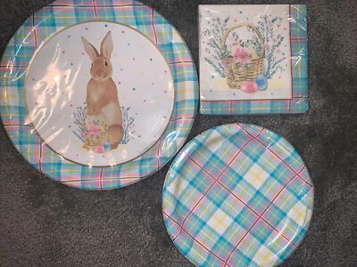 Storybook Easter Bunny 9 Inch Paper Plates Easter Plates & Napkins Matching Set - Image 1 of 4