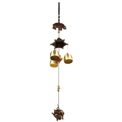 Antique Metal Elephant Windchime Church Bells Wind Chimes Door Hanging - Image 1 of 4
