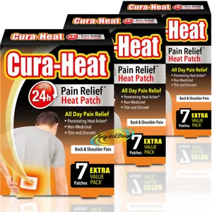 3x Cura Heat Pads Back & Shoulder 7 Heat Patches 24H Warm Pain Relief - Picture 1 of 1