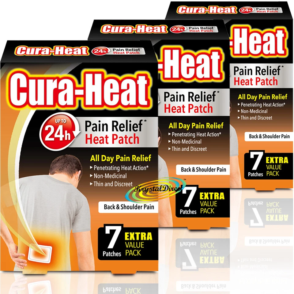 3x Cura Heat Pads Back & Shoulder 7 Heat Patches 24H Warm Pain Relief - Image 1 of 1