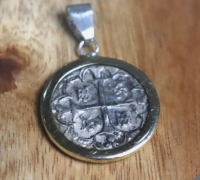 Urca de Lima SPAIN COLONIAL PIRATE COIN solid .925 STERLING SILVER Pendant 40mm - Image 1 of 4
