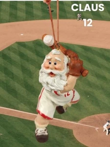 Santa Clause Ornament Baseball Batter #12 White Uniform Resin 3-1/2 in Tall - Picture 1 of 10