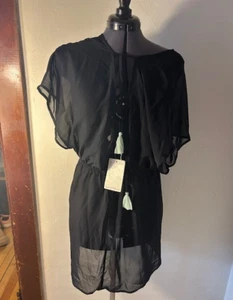 NWT Miken Swim Bathing Suit Sheer Cover Up Black Women's Sz XL - Picture 1 of 2