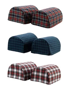 Par de gorras de brazo estándar redondas tartán 100 % algodón cepillado antimacassar cubierta a cuadros - Imagen 1 de 5