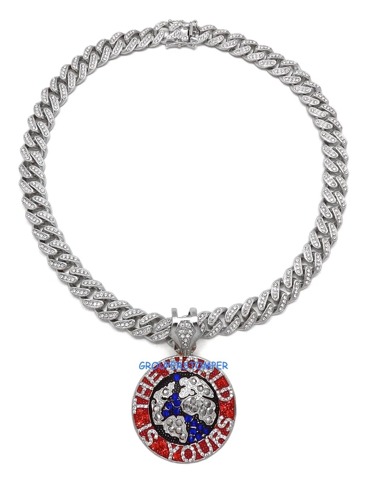 Die Welt Gehört Dir Neuer Kristall Rhinestone Anhänger Mit Halskette - Bild 1 von 1