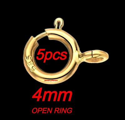 (5) 4mm TINY 14k STANDARD WEIGHT Solid Yellow Gold Spring Ring Clasp OPEN Jump - Image 1 of 4
