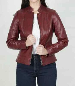 Lederjacke Damen Slim Fit weinrot S - Bild 1 von 8