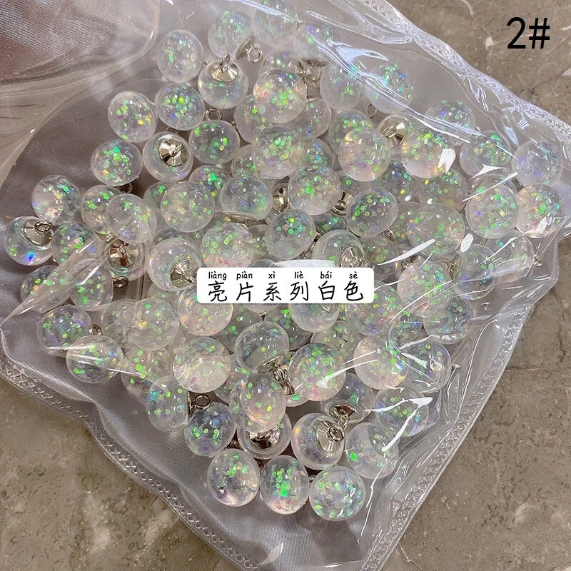 20PCS 10mm Crystal Bling Beads Button Ball Shape Metal Shank Sewing Craft Small - Image 1 of 4