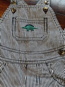 Carters Just One You boys bib overalls Size 24 Months Blue stripe Dinosaur 🦖