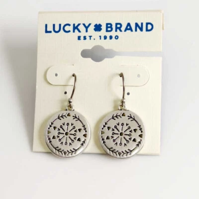 Lucky Brand Boho Round drop Earrings Retro Women Party Vacation Travel Jewelry - Image 1 of 3