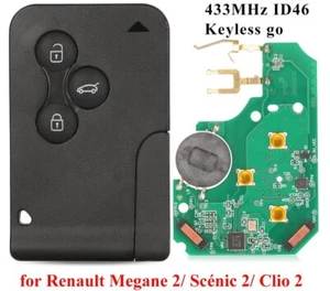 Fits Renault Megane 433MHz ID46 PCF7943  Complete Transponder Remote Key - Bild 1 von 4