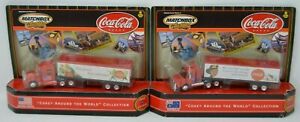 Lot of 2 Matchbox Coca-Cola Coke Around the World Collection Tractor Trailer NIP