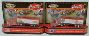 Lot of 2 Matchbox Coca-Cola Coke Around the World Collection Tractor Trailer NIP - Picture 1 of 3