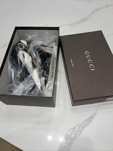 Gucci Vernice Crystal Black Patent Leather Horsebit Pumps Shoes, Size 38+RARE - Picture 1 of 20
