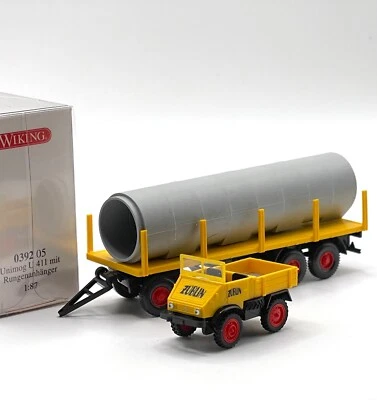 Wiking 0392 05 Unimog U 411 mit Rungenanhänger „ZÜBLIN“, OVP, 1:87, K64a - Bild 1 von 2