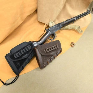 Suede Leather Rifle Shotgun Buttstock with Ammo Pouch for .308 .22 12GA .30/30 - Imagen 1 de 69