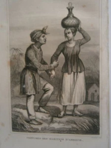 Radierung 19. Cook Reise: Kostüme der Einwohner von Amboine Molukken Indonesien - Bild 1 von 1